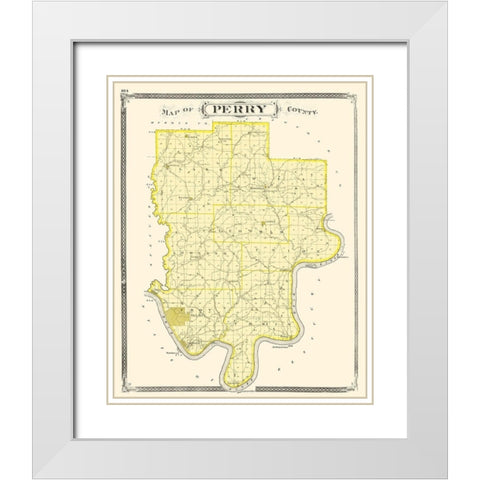 Perry Indiana - Baskin 1876 White Modern Wood Framed Art Print with Double Matting by Baskin