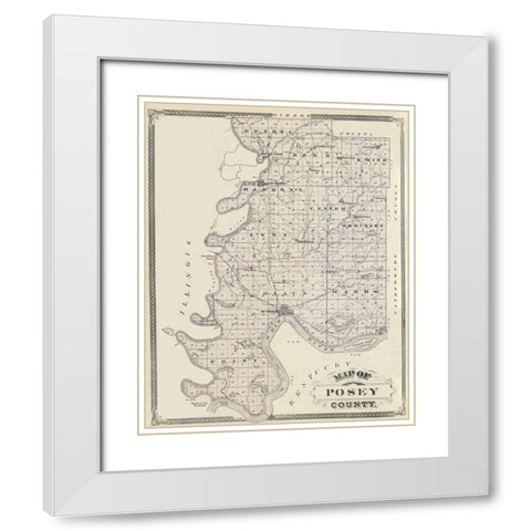 Posey Indiana Landowner - Andreas 1876 White Modern Wood Framed Art Print with Double Matting by Andreas