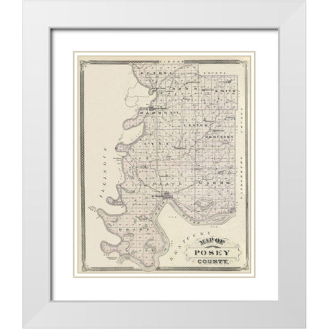 Posey Indiana Landowner - Andreas 1876 White Modern Wood Framed Art Print with Double Matting by Andreas
