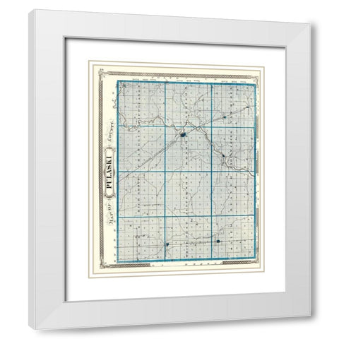 Pulaski Indiana - Baskin 1876 White Modern Wood Framed Art Print with Double Matting by Baskin