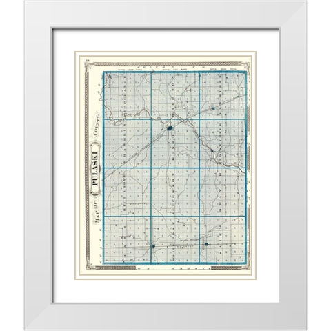 Pulaski Indiana - Baskin 1876 White Modern Wood Framed Art Print with Double Matting by Baskin
