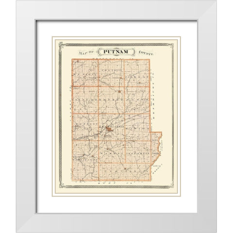 Putnam Indiana - Baskin 1876 White Modern Wood Framed Art Print with Double Matting by Baskin