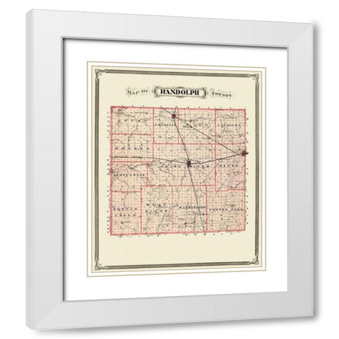 Randolph Indiana Landowner - Andreas 1876 White Modern Wood Framed Art Print with Double Matting by Andreas