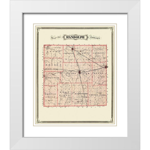Randolph Indiana Landowner - Andreas 1876 White Modern Wood Framed Art Print with Double Matting by Andreas