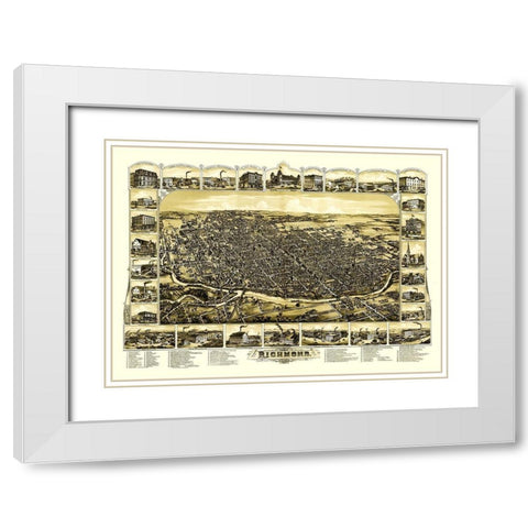 Richmond Indiana - Gilman 1884 White Modern Wood Framed Art Print with Double Matting by Gilman