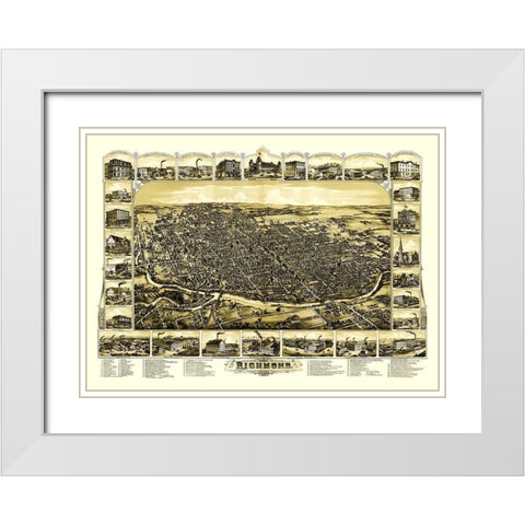 Richmond Indiana - Gilman 1884 White Modern Wood Framed Art Print with Double Matting by Gilman