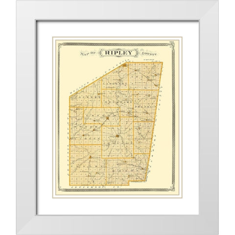 Ripley Indiana - Baskin 1876 White Modern Wood Framed Art Print with Double Matting by Baskin