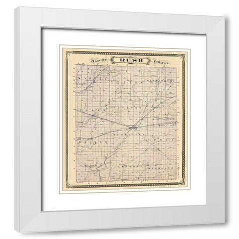Rush Indiana Landowner - Andreas 1876 White Modern Wood Framed Art Print with Double Matting by Andreas