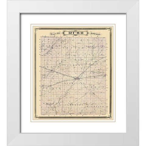Rush Indiana Landowner - Andreas 1876 White Modern Wood Framed Art Print with Double Matting by Andreas