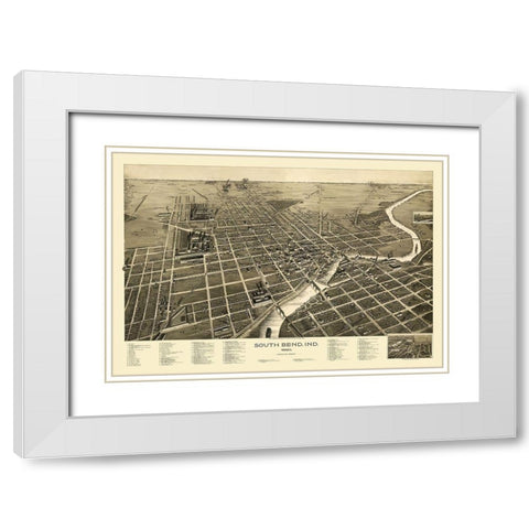 South Bend Indiana - Pauli 1890 White Modern Wood Framed Art Print with Double Matting by Pauli