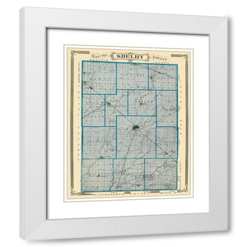 Shelby Indiana Landowner - Andreas 1876 White Modern Wood Framed Art Print with Double Matting by Andreas