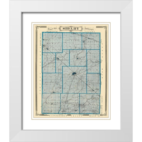 Shelby Indiana Landowner - Andreas 1876 White Modern Wood Framed Art Print with Double Matting by Andreas