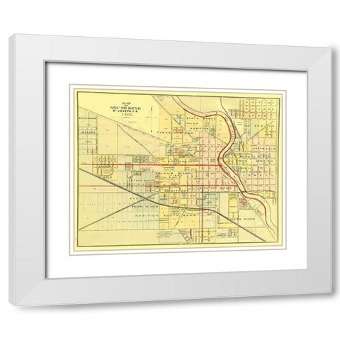 South Bend Indiana - Higgins 1875 White Modern Wood Framed Art Print with Double Matting by Higgins