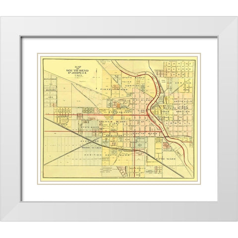 South Bend Indiana - Higgins 1875 White Modern Wood Framed Art Print with Double Matting by Higgins