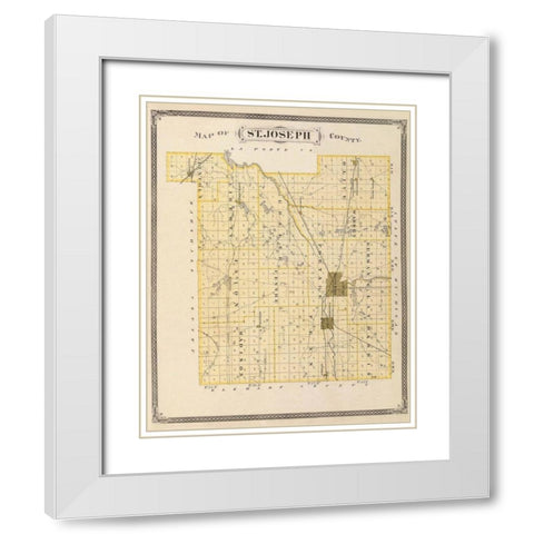 St Joseph Indiana - Andreas 1876 White Modern Wood Framed Art Print with Double Matting by Andreas