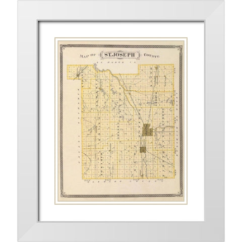 St Joseph Indiana - Andreas 1876 White Modern Wood Framed Art Print with Double Matting by Andreas