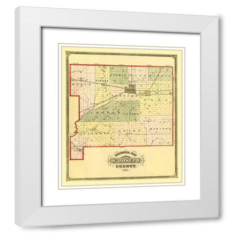St Joseph Indiana - Higgins 1875 White Modern Wood Framed Art Print with Double Matting by Higgins