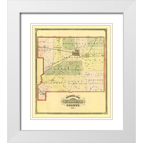 St Joseph Indiana - Higgins 1875 White Modern Wood Framed Art Print with Double Matting by Higgins