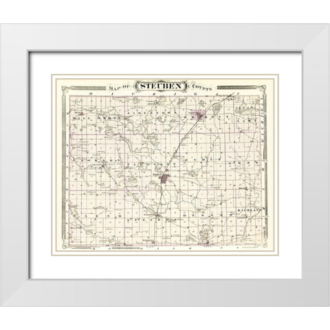 Steuben Indiana - Baskin 1876 White Modern Wood Framed Art Print with Double Matting by Baskin