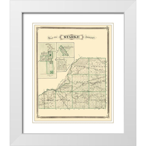 Starke Indiana Landowner - Baskin 1876 White Modern Wood Framed Art Print with Double Matting by Baskin