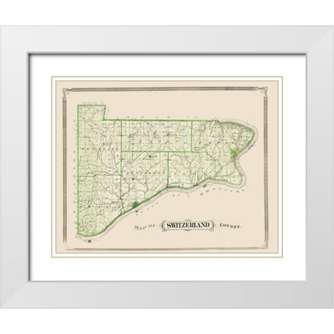 Switzerland Indiana - Andreas 1876 White Modern Wood Framed Art Print with Double Matting by Andreas