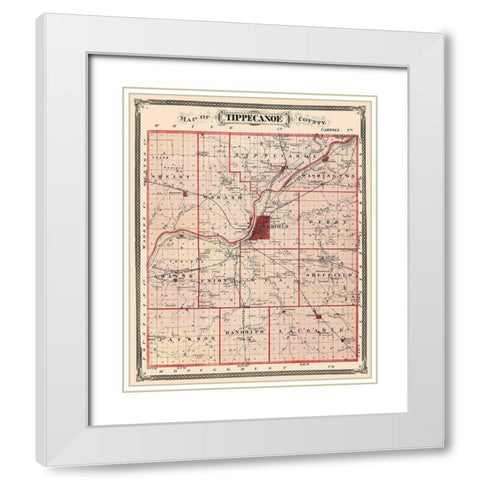 Tippecanoe Indiana Landowner - Andreas 1876 White Modern Wood Framed Art Print with Double Matting by Andreas
