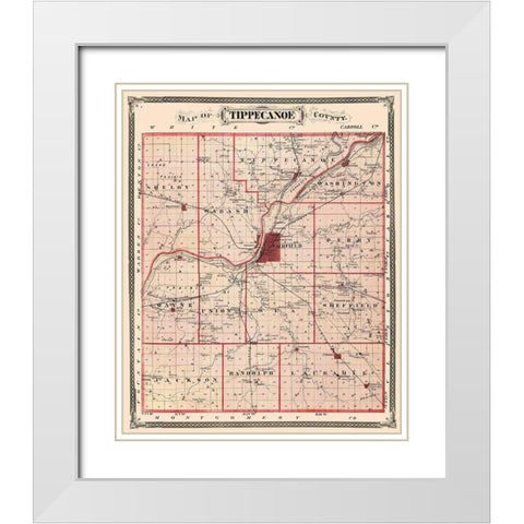 Tippecanoe Indiana Landowner - Andreas 1876 White Modern Wood Framed Art Print with Double Matting by Andreas