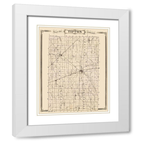 Tipton Indiana Landowner - Andreas 1876 White Modern Wood Framed Art Print with Double Matting by Andreas
