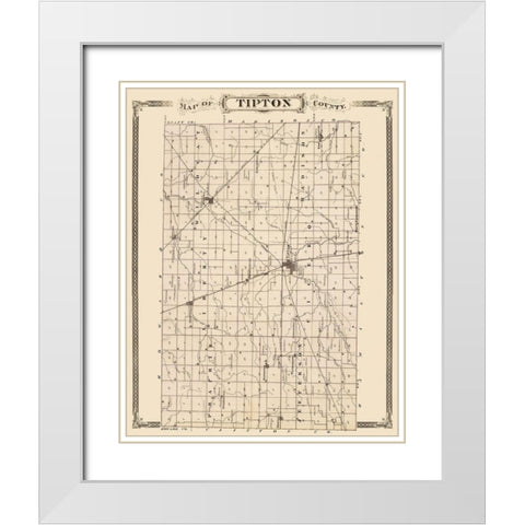 Tipton Indiana Landowner - Andreas 1876 White Modern Wood Framed Art Print with Double Matting by Andreas