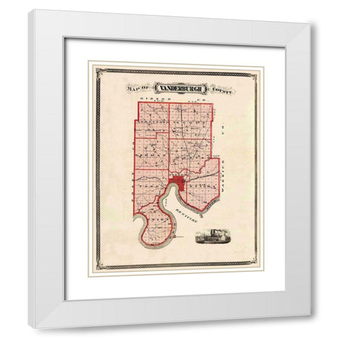 Vanderburgh Indiana Landowner - Andreas 1876 White Modern Wood Framed Art Print with Double Matting by Andreas