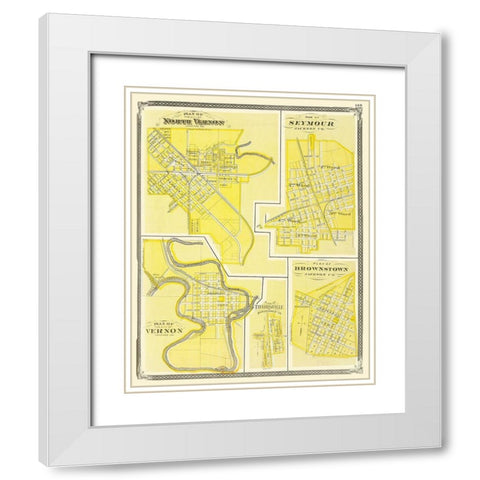 Vernon, Seymour, Brownstone Indiana - Baskin 1876 White Modern Wood Framed Art Print with Double Matting by Baskin