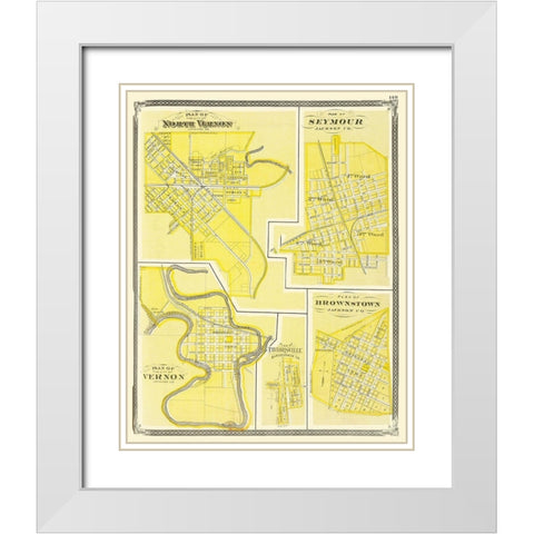Vernon, Seymour, Brownstone Indiana - Baskin 1876 White Modern Wood Framed Art Print with Double Matting by Baskin