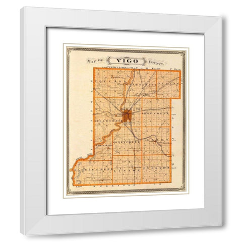 Vigo Indiana - Andreas 1876 White Modern Wood Framed Art Print with Double Matting by Andreas