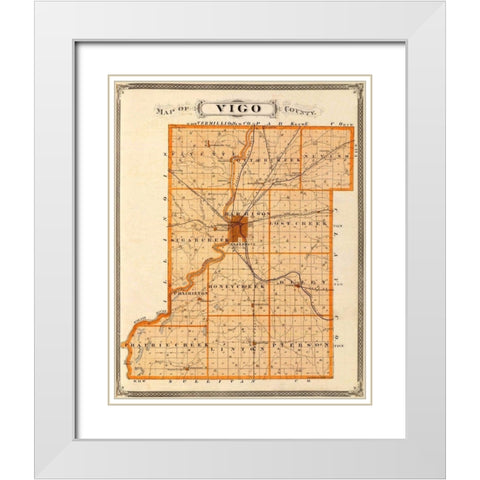 Vigo Indiana - Andreas 1876 White Modern Wood Framed Art Print with Double Matting by Andreas