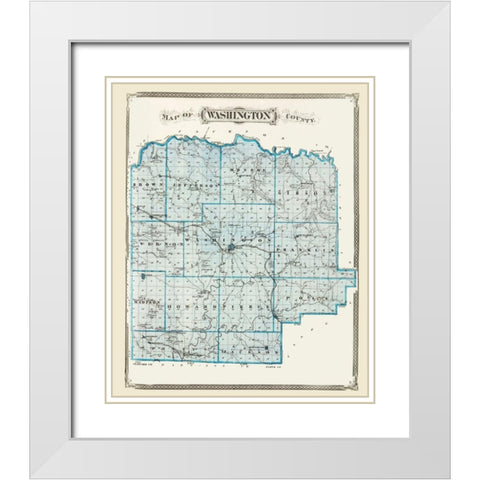 Washington Indiana - Baskin 1876 White Modern Wood Framed Art Print with Double Matting by Baskin