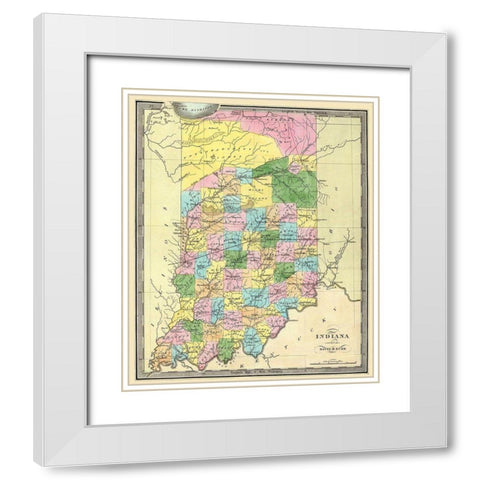 Indiana - Burr 1835 White Modern Wood Framed Art Print with Double Matting by Burr