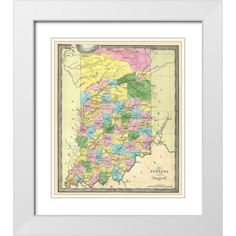Indiana - Burr 1835 White Modern Wood Framed Art Print with Double Matting by Burr