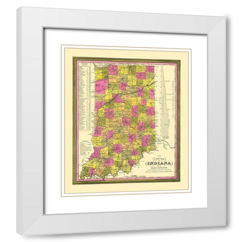 Indiana - Mitchell 1846 White Modern Wood Framed Art Print with Double Matting by Mitchell