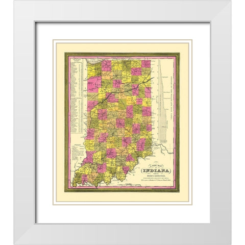 Indiana - Mitchell 1846 White Modern Wood Framed Art Print with Double Matting by Mitchell