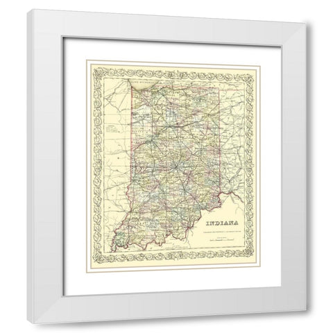 Indiana - Colton 1856 White Modern Wood Framed Art Print with Double Matting by Colton