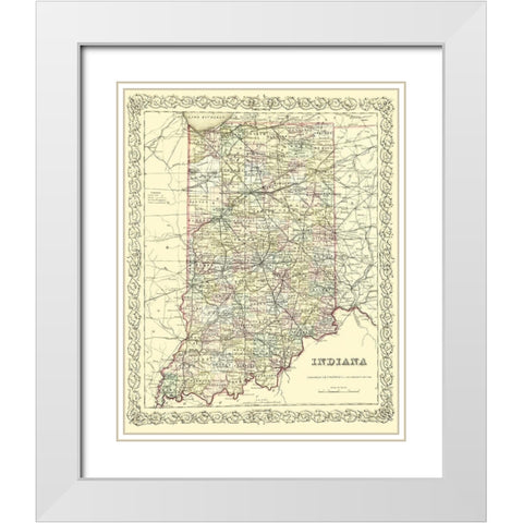 Indiana - Colton 1856 White Modern Wood Framed Art Print with Double Matting by Colton