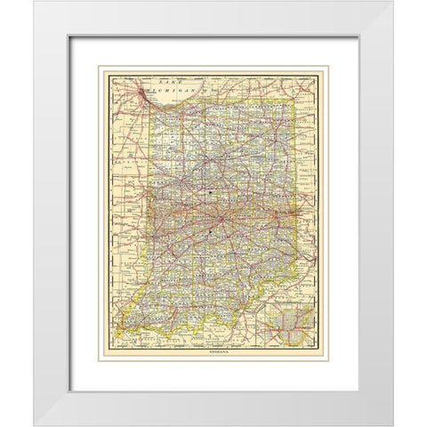 Railroad Map - 1879 White Modern Wood Framed Art Print with Double Matting by Unknown