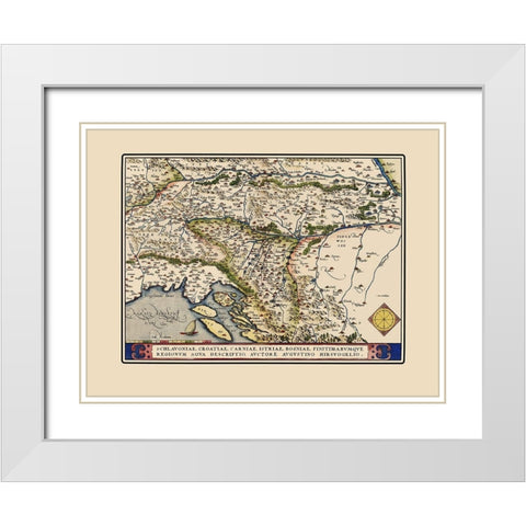 Adriatic Eastern Region - Ortelius 1570 White Modern Wood Framed Art Print with Double Matting by Ortelius