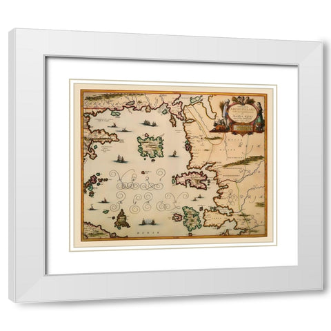 Aegean Islands Greece - Jansson 1654 White Modern Wood Framed Art Print with Double Matting by Jansson