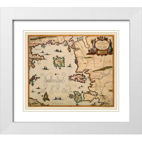 Aegean Islands Greece - Jansson 1654 White Modern Wood Framed Art Print with Double Matting by Jansson