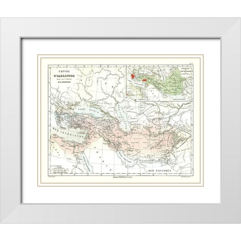 Alexanders Empire - Cortambert 1880 White Modern Wood Framed Art Print with Double Matting by Cortambert