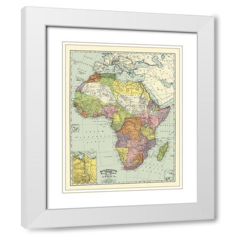 Africa - Rand McNally 1897 White Modern Wood Framed Art Print with Double Matting by Rand McNally