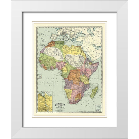 Africa - Rand McNally 1897 White Modern Wood Framed Art Print with Double Matting by Rand McNally