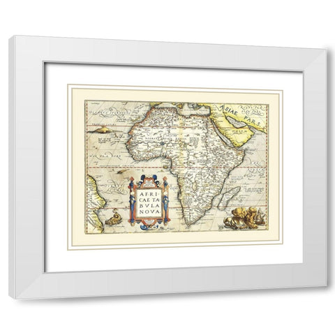 Africa - Ortelius 1570 White Modern Wood Framed Art Print with Double Matting by Ortelius