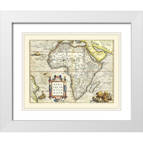 Africa - Ortelius 1570 White Modern Wood Framed Art Print with Double Matting by Ortelius
